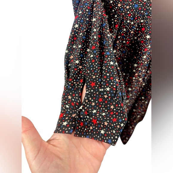 Madewell Silk Balsam Tie Neck Star‎ Printed Dress Memorial Day Fourth of July - Picture 7 of 11